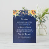 Sonnenblumen — rustikale Hochzeitsinformationen Begleitkarte (Stehend Vorderseite)