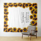 Sonnenblumen rustikale Hochzeitskabine Foto Stand Wandteppich (Beispiel (Horizontal))