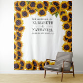 Sonnenblumen rustikale Hochzeitskabine Foto Stand Wandteppich (Beispiel)