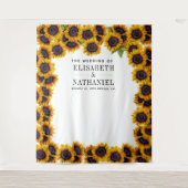 Sonnenblumen rustikale Hochzeitskabine Foto Stand Wandteppich (Vorderseite)