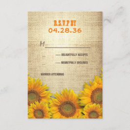 Sonnenblumen Rustikale Hochzeitskarten RSVP Karte