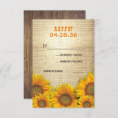 Sonnenblumen Rustikale Hochzeitskarten RSVP Karte (Vorne/Hinten)