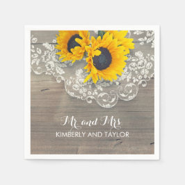 Sonnenblumen Rustikale Holzlace Country Wedding Serviette