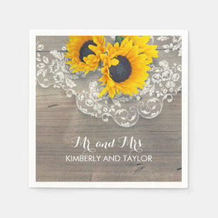 Sonnenblumen Rustikale Holzlace Country Wedding Serviette