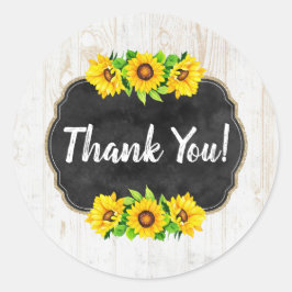Sonnenblumen & Rustikale Holzlandwirtschaft Vielen Runder Aufkleber