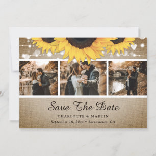 Sonnenblumen Rustikale Holzlichter Hochzeitsfoto Save The Date