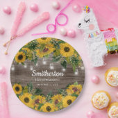 Sonnenblumen Rustikale Holzsägemälde Pappteller (Party)