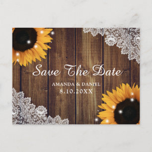 Sonnenblumen Rustikale Holzspitze Hochzeit speiche Postkarte