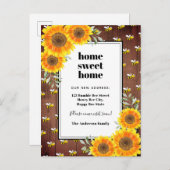 Sonnenblumen rustikale Hummeln neue Zuhause Ankündigungspostkarte (Vorne/Hinten)