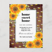 Sonnenblumen rustikale Hummeln neue Zuhause Ankündigungspostkarte (Vorderseite)