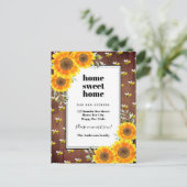 Sonnenblumen rustikale Hummeln neue Zuhause Ankündigungspostkarte (Stehend Vorderseite)