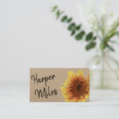 Sonnenblumen rustikale Kraftfloral und Symbole Visitenkarte (Stehend Vorderseite)