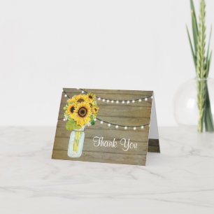 Sonnenblumen Rustikale Land Mason Jar Lichterkette Dankeskarte