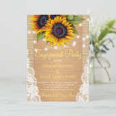 Sonnenblumen rustikale Landbeengung Verlobung Einladung (Stehend Vorderseite)