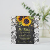 Sonnenblumen rustikale Landhausholz Hochzeit Einladung (Stehend Vorderseite)