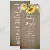 Sonnenblumen Rustikale Landhochzeit Programme (Vorne/Hinten)