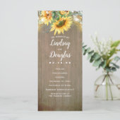 Sonnenblumen Rustikale Landhochzeit Programme (Stehend Vorderseite)