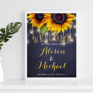 Sonnenblumen rustikale Lichter Hochzeit im Herbst Poster