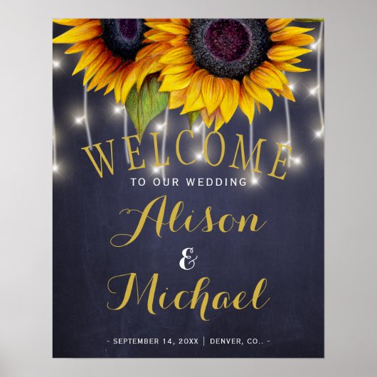 Sonnenblumen rustikale Lichter Hochzeit im Herbst  Poster (Vorne)