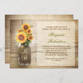 Sonnenblumen rustikale Mason Glas Brautparty lädt Einladung (Vorne/Hinten)