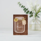 Sonnenblumen rustikale Mason Glas Hochzeit Empfang Begleitkarte (Stehend Vorderseite)
