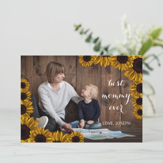 Sonnenblumen Rustikale Muttertagskarte Karte (Stehend Vorderseite)