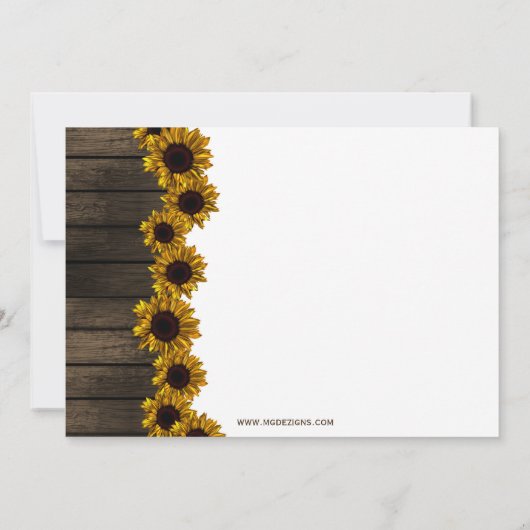 Sonnenblumen Rustikale Muttertagskarte Karte (Rückseite)