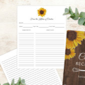 Sonnenblumen Rustikale Recipe Card Binder Beilage