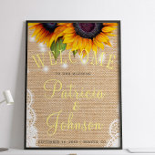 Sonnenblumen rustikale Spitzen-Hochzeitsempfang Poster
