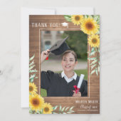 Sonnenblumen rustikaler Abschluss aus Holz Danke K Einladung (Vorderseite)