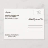 Sonnenblumen Rustikaler Blauer Burlap Save the Dat Ankündigungspostkarte (Rückseite)