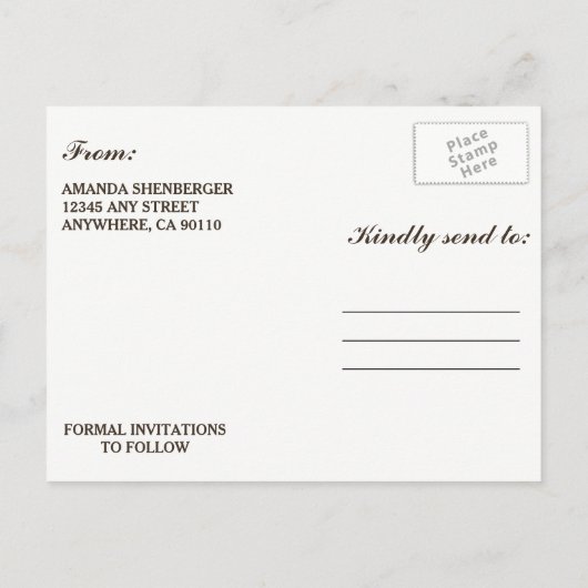 Sonnenblumen Rustikaler Blauer Burlap Save the Dat Ankündigungspostkarte (Rückseite)