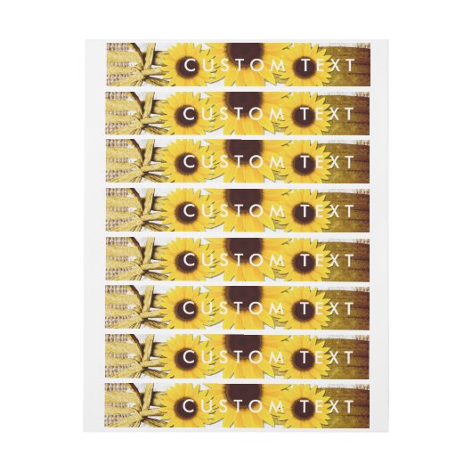 Sonnenblumen Rustikaler Burlap-Wrap rund um einlad Rundum-Adressaufkleber (Bogen)