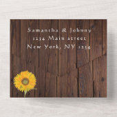 Sonnenblumen Rustikaler Holzfall Wasserfarbe All In One Einladung (Rückseite)