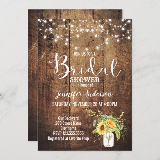 Sonnenblumen Rustikales Brautparty (Vorne/Hinten)