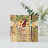 Sonnenblumen Rustikales Brautparty Einladung (Stehend Vorderseite)