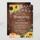 Sonnenblumen Rustikales Erntedank Abendessen Einla Einladung (Vorne/Hinten)