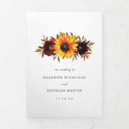Sonnenblumen Rustikales Fall Blumengebirge Foto El Dreifach Gefaltete Einladung