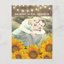 Sonnenblumen Rustikales Foto Save the Date Postkar Ankündigungspostkarte