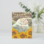 Sonnenblumen Rustikales Foto Save the Date Postkar Ankündigungspostkarte (Stehend Vorderseite)