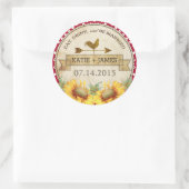 Sonnenblumen Rustikales Hochzeitslabel Runder Aufkleber (Tasche)