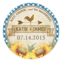 Sonnenblumen Rustikales Hochzeitslabel
