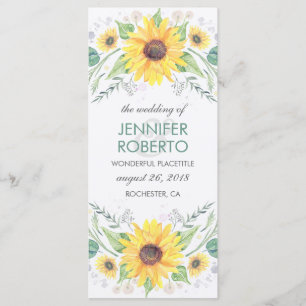 Sonnenblumen Rustikales Hochzeitsprogramm Programm