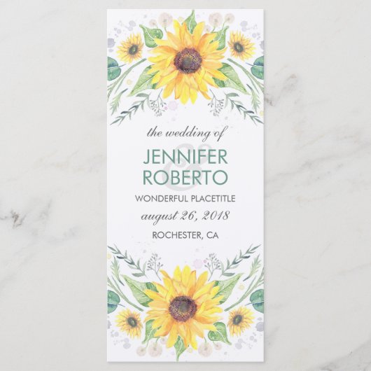 Sonnenblumen Rustikales Hochzeitsprogramm Programm (Vorderseite)