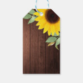 Sonnenblumen Rustikales Holz Elegante Country Wedd Geschenkanhänger (Rückseite)