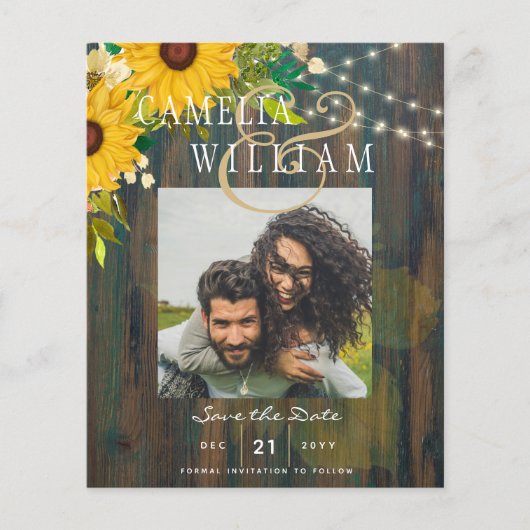 Sonnenblumen Rustikales Holz FOTO Hochzeit speiche (Vorderseite)