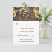 Sonnenblumen Rustikales Holz Hochzeit RSVP Karte (Stehend Vorderseite)