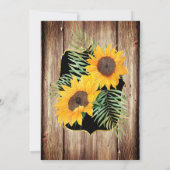 Sonnenblumen rustikales Holz Schwarzes Party Einladung (Rückseite)
