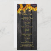 Sonnenblumen rustikales Holz Skript Hochzeitsprogr Einladung (Rückseite)