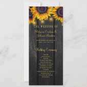 Sonnenblumen rustikales Holz Skript Hochzeitsprogr Einladung (Vorderseite)